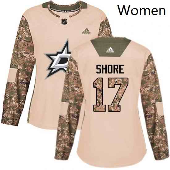 Womens Adidas Dallas Stars 17 Devin Shore Authentic Camo Veterans Day Practice NHL Jersey